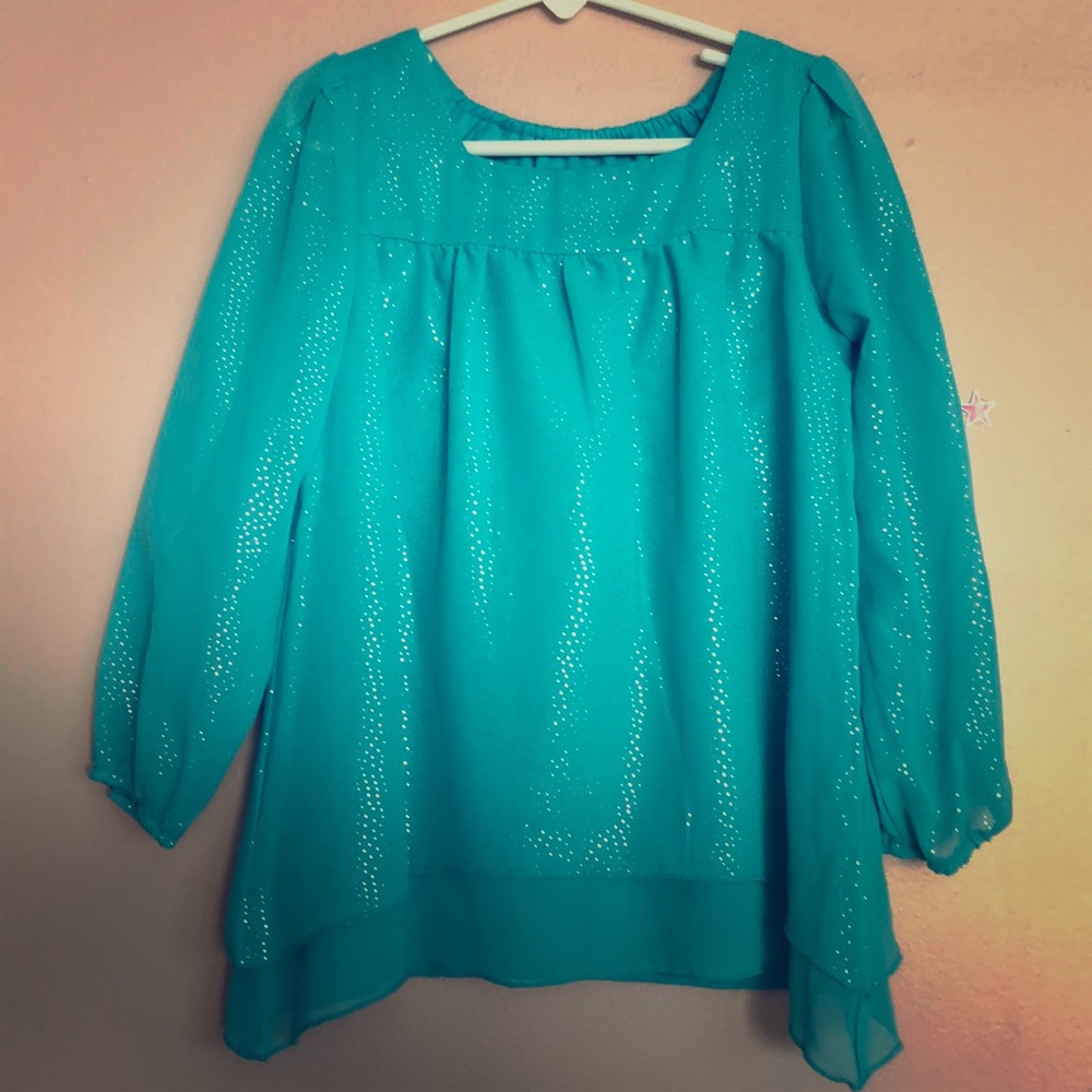 Girls Aqua long sleeve top
